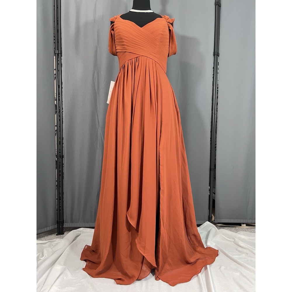 Cinnamon Prom Dress Sz S Corset Chiffon Ball Gown Pleated Pockets Formal #J